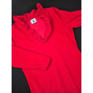 Haley and the Hound Women's Ruffle VNeck Long Sleeve Knit Top Red S Made in USA